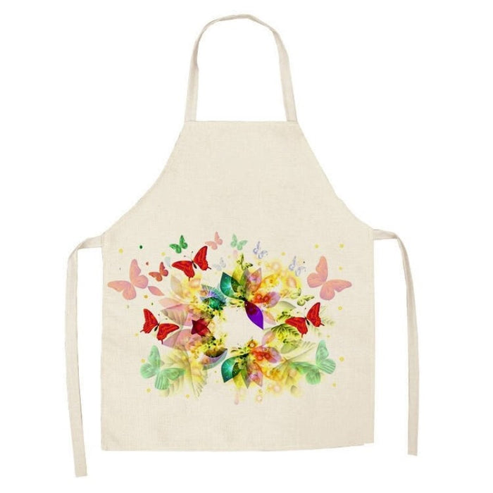 Butterfly Printed Sleeveless Cotton Linen Apron