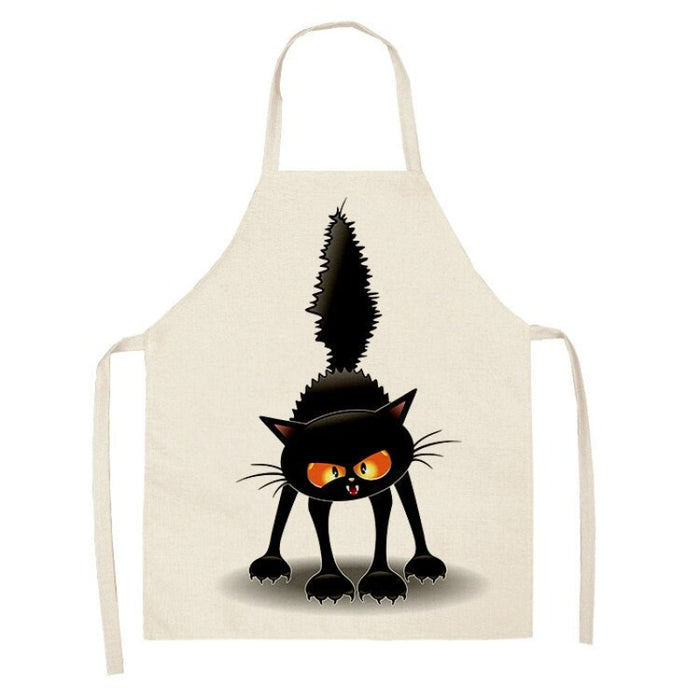 Black Cat Patterned Kitchen Apron