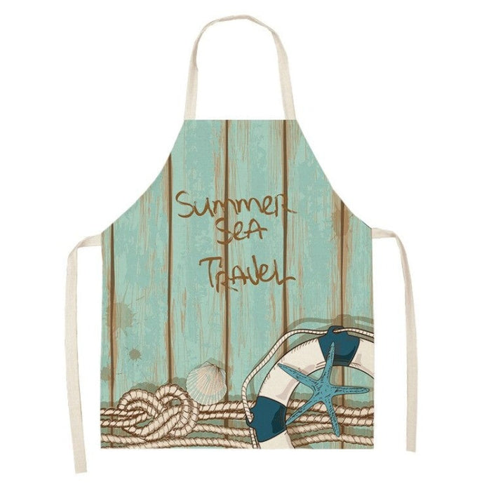 Printed Marine Graphic Sleeveless  Linen Aprons