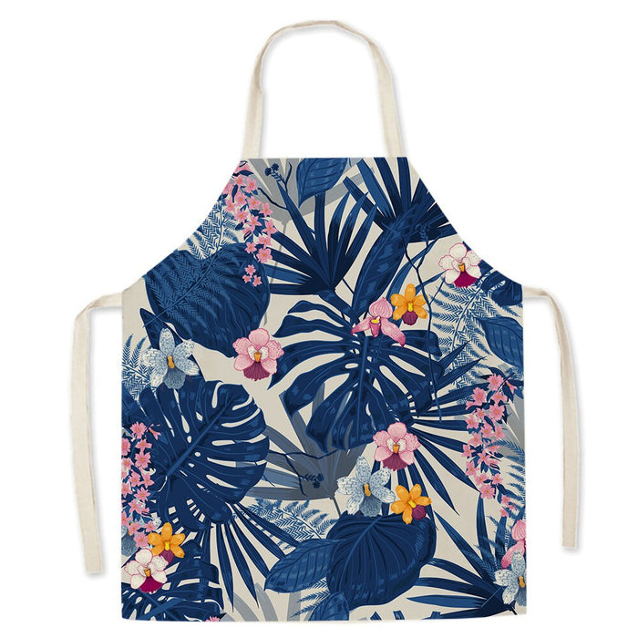 Tropical Green Plant Print Kitchen Apron