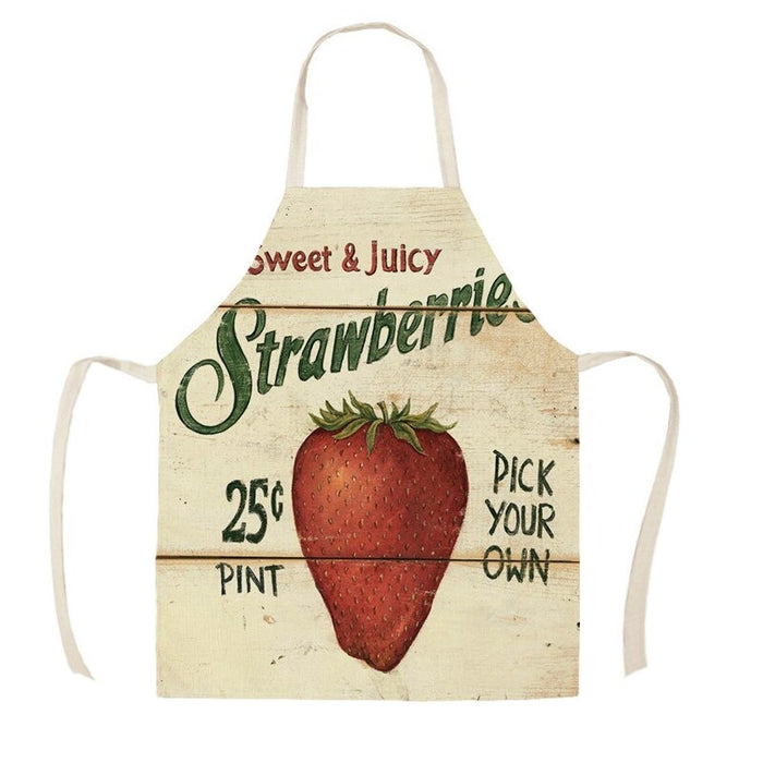 Fruit Strawberry Apple Peach Print Apron