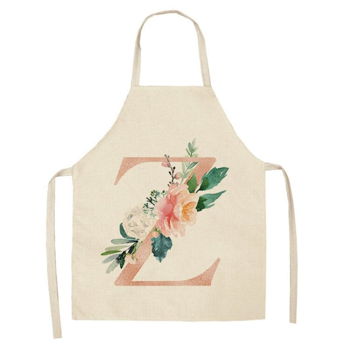 Pink Flower Letter Printed Apron