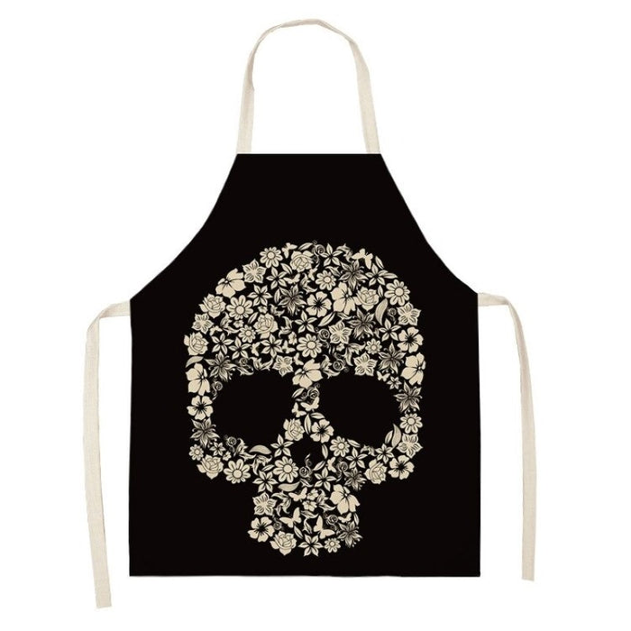 Skull Printed Cooking Apron