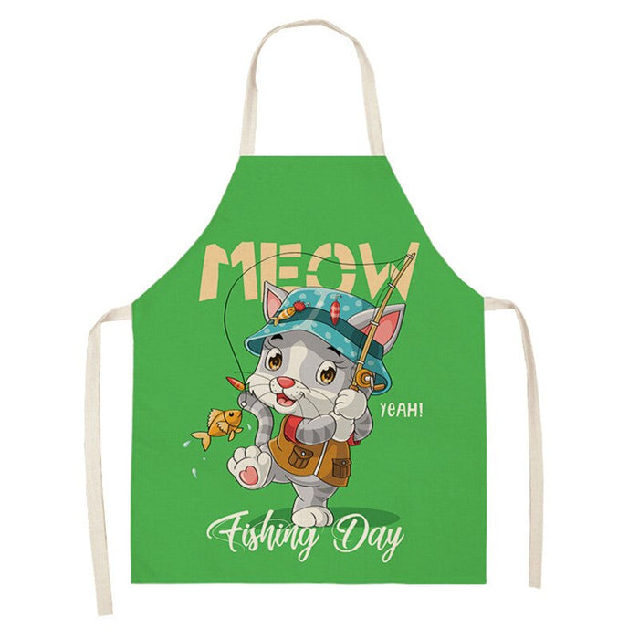 Cooking Cartoon Cat Print Sleeveless Apron