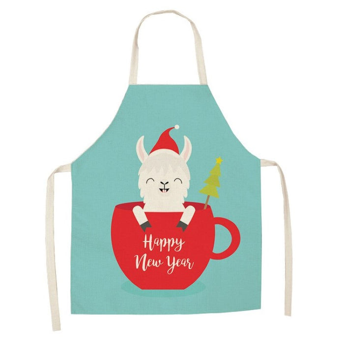 Chef Alpaca Kitchen Print Linen Apron