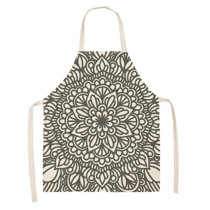 Geometric Print Linen Aprons