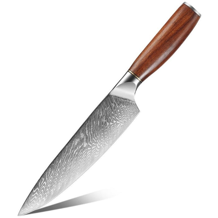 8 Inch Damascus Steel Kitchen Chef Knife With Round Handle