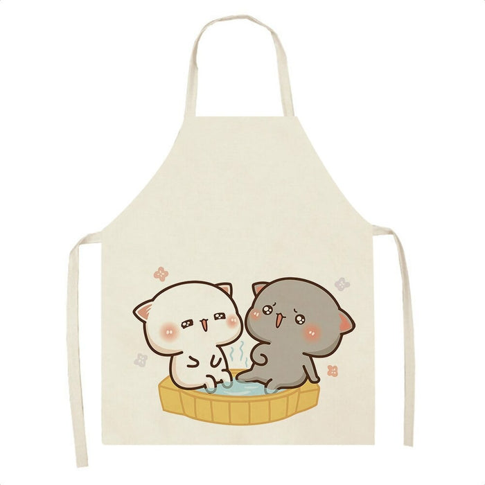 Kawaii Cat Print Kitchen Grease Resistant Apron