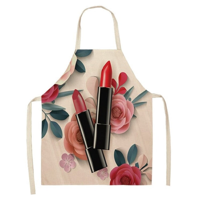 Perfume Lipstick Print Apron