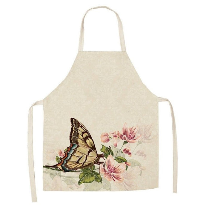 Butterfly Printed Sleeveless Cotton Linen Apron