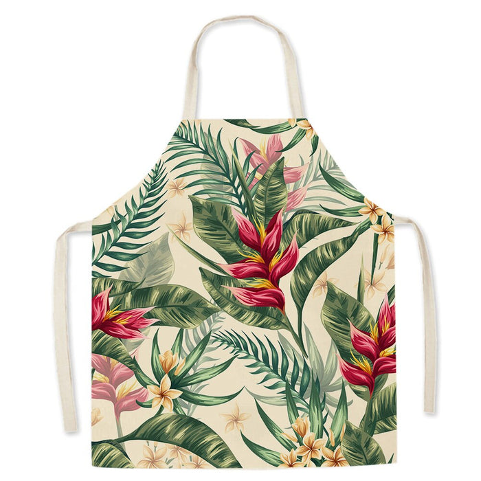 Tropical Green Plant Print Kitchen Apron