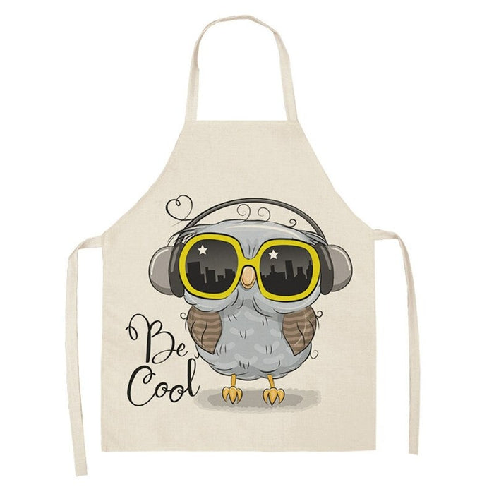 Owl Print Kitchen Linen Apron