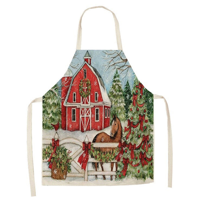 Artistic Christmas Print Kitchen Apron