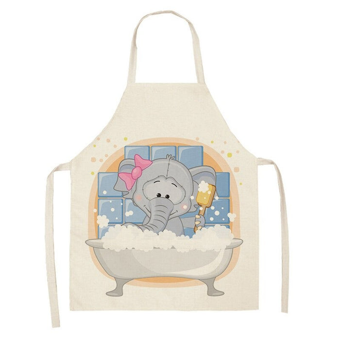 Baby Elephant Pattern Sleeveless Linen Apron