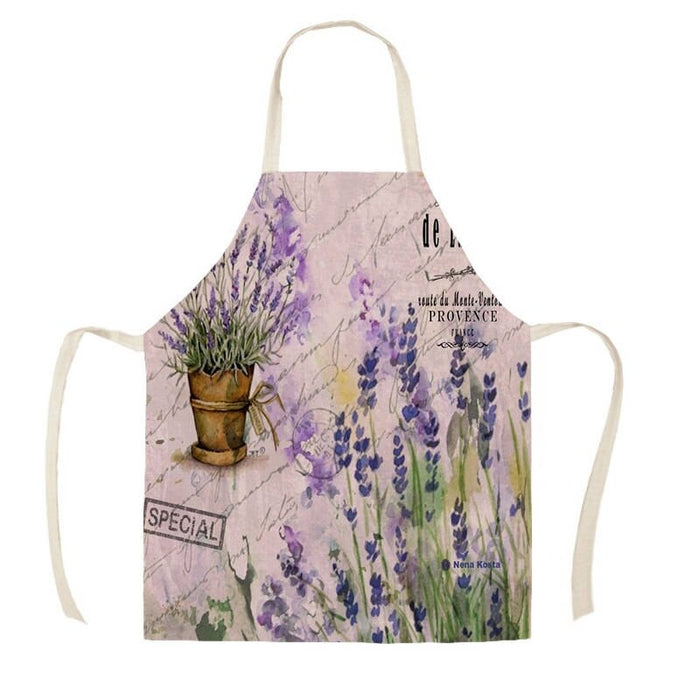 Printed Lavender Linen Aprons