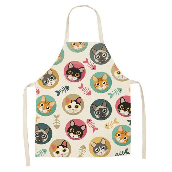 Cartoon Cat Cotton and Linen Apron