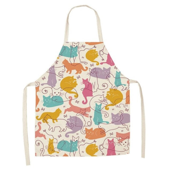 Cartoon Cat Cotton and Linen Apron