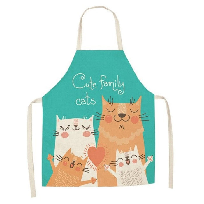 Cartoon Cat Cotton and Linen Apron