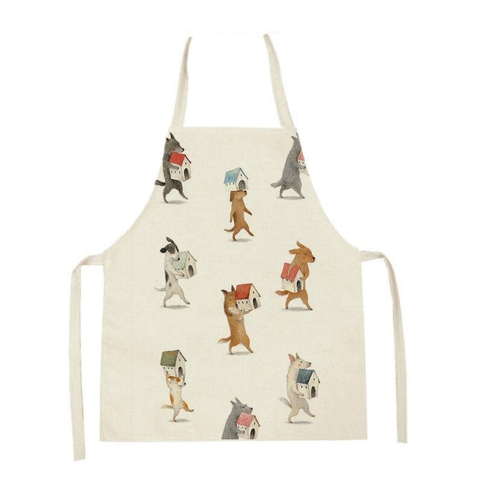 Printed Cartoon Dogs Cleaning Apron