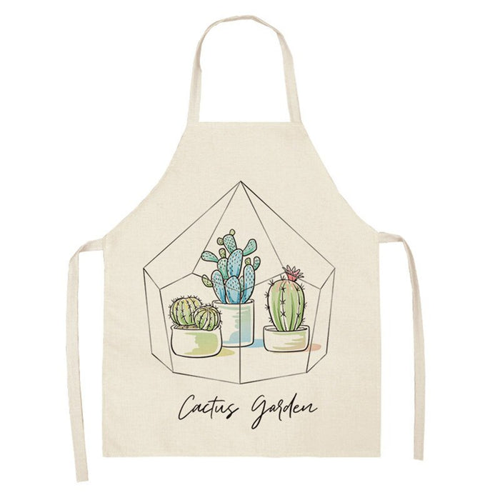 Cactus Plant Green Leaf Pattern Apron