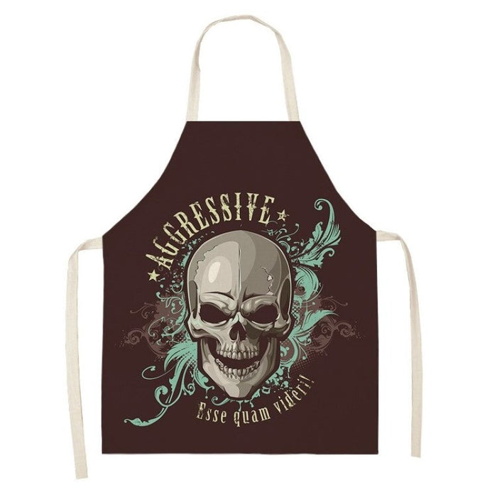 Skull Printed Cooking Apron