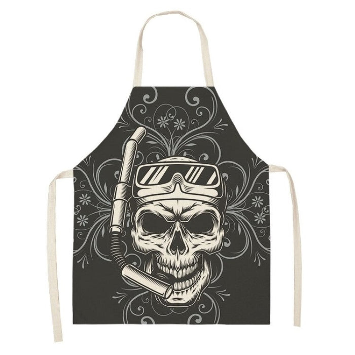 Skull Printed Cooking Apron