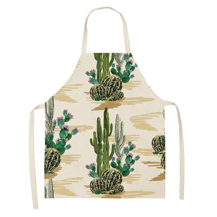 Cactus Plant Green Leaf Pattern Apron