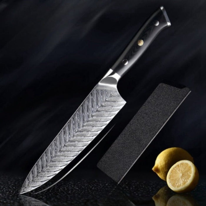 Professional Damascus Steel Knife Set With Exquisite Plum Rivet Handle