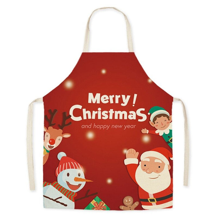 Printed Christmas Theme Linen Apron