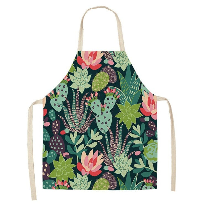 Floral Cactus Print Sleeveless Apron