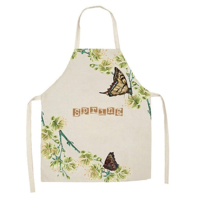 Butterfly Printed Sleeveless Cotton Linen Apron