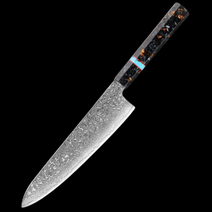 8 Inch Damascus Black Resin Chef Knife