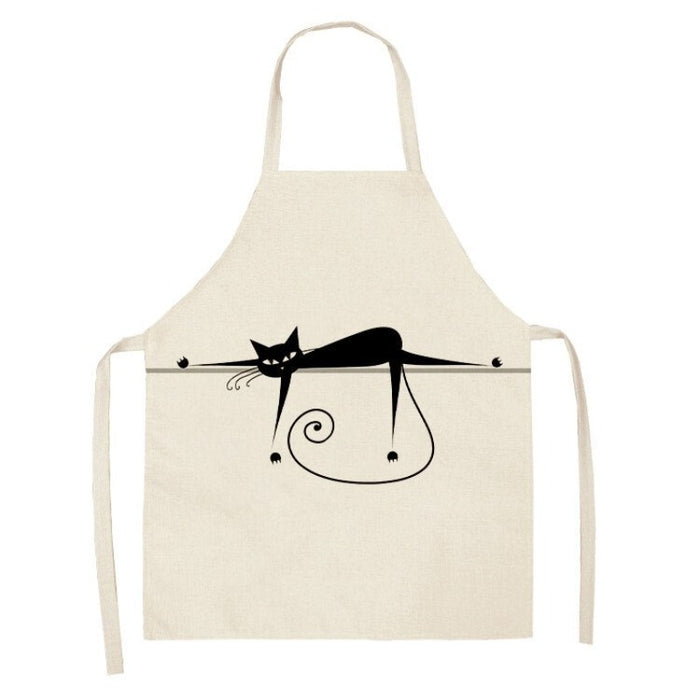 Black Cat Patterned Kitchen Apron