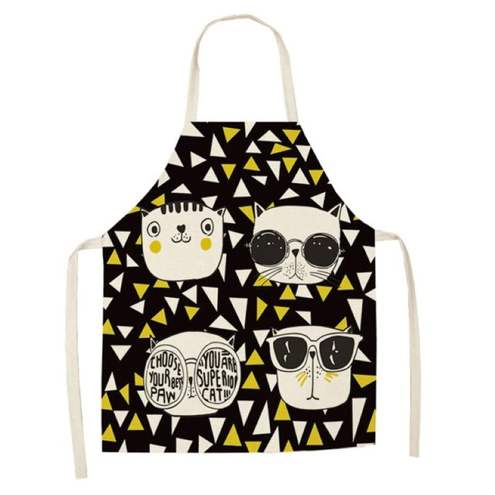 Cartoon Cat Cotton and Linen Apron