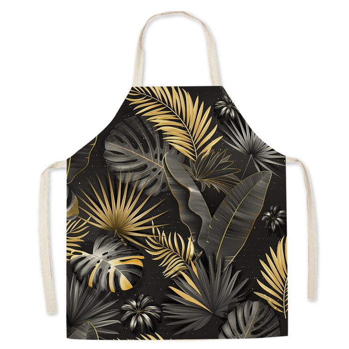 Tropical Green Plant Print Kitchen Apron