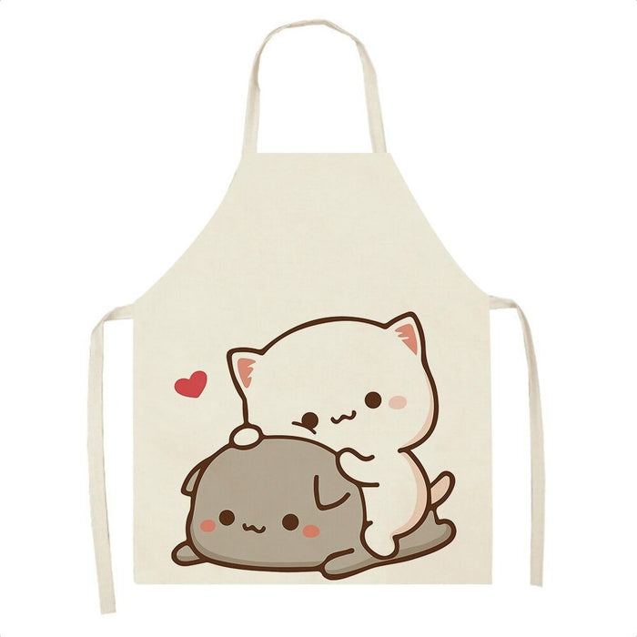 Kawaii Cat Print Kitchen Grease Resistant Apron