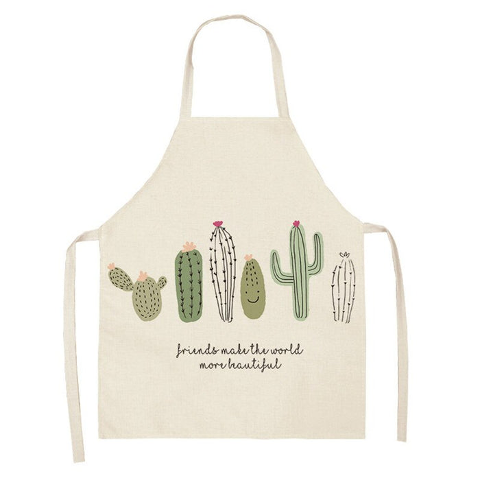 Cactus Plant Green Leaf Pattern Apron