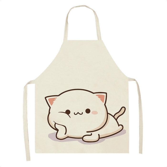 Kawaii Cat Print Kitchen Grease Resistant Apron