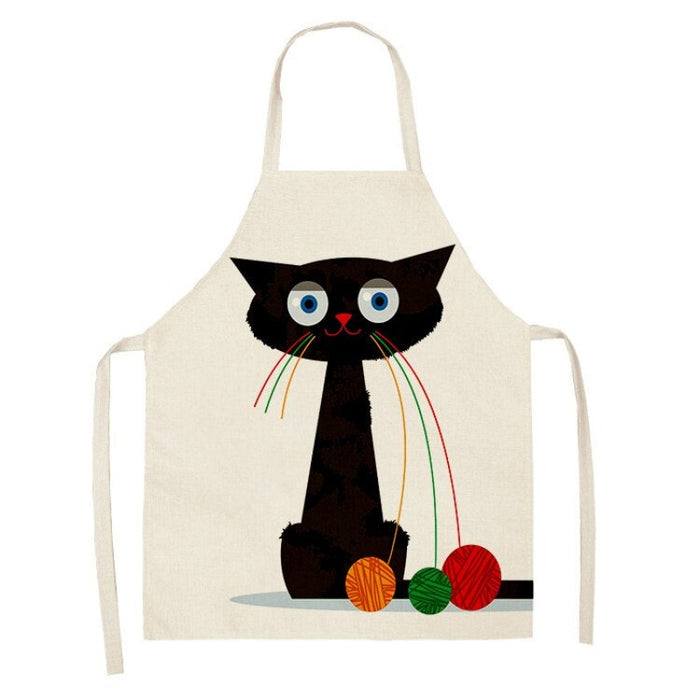 Black Cat Patterned Kitchen Apron