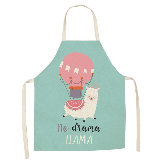 Chef Alpaca Kitchen Print Linen Apron