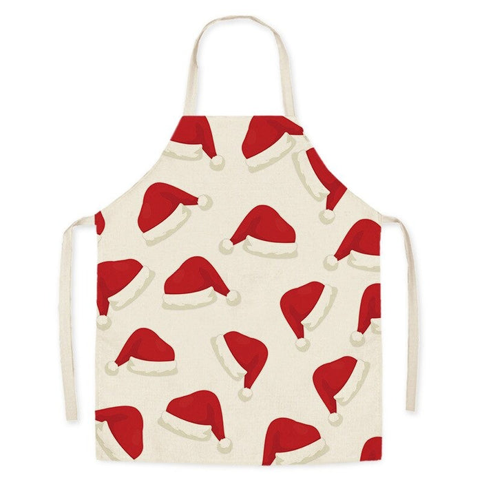 Printed Christmas Theme Linen Apron