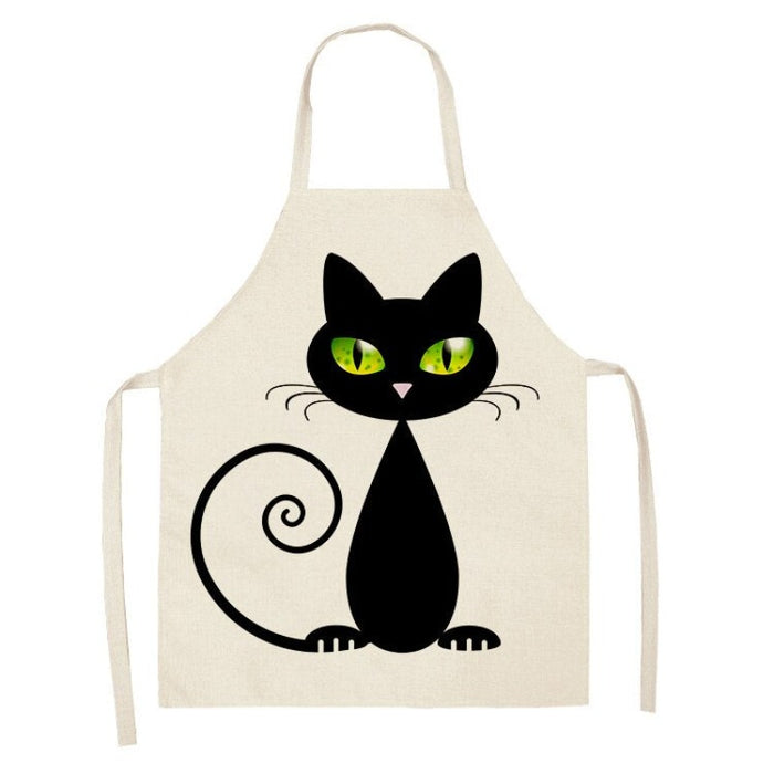 Black Cat Patterned Kitchen Apron