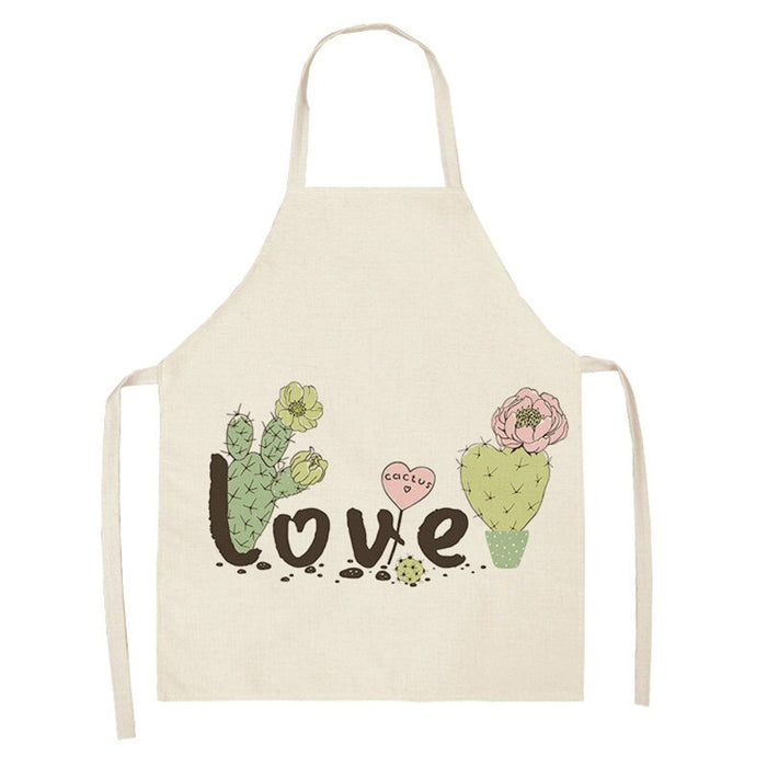 Cactus Plant Green Leaf Pattern Apron