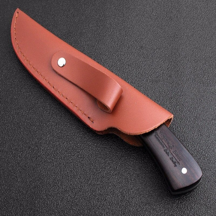 High-Carbon Steel Damascus Pattern Fixed Edge Cleaver Knife