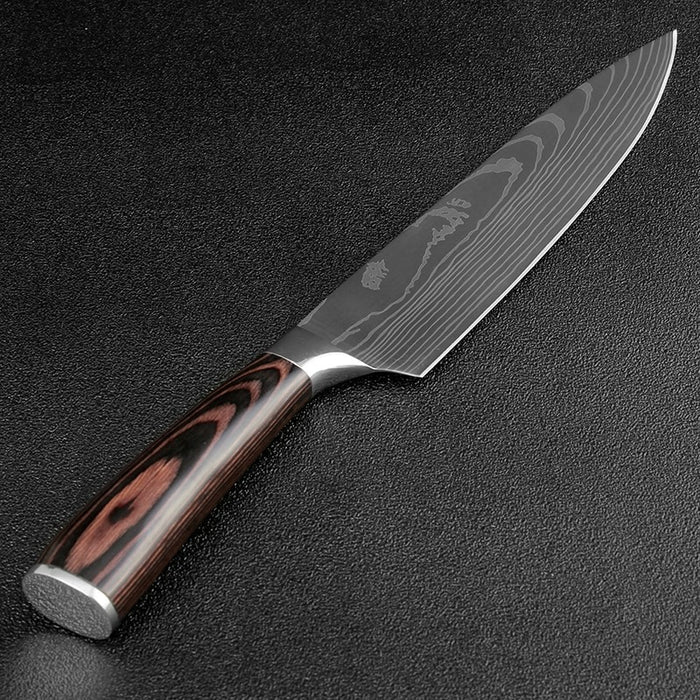 Damascus Laser Pattern Utility Chef Knife