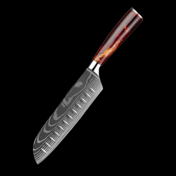 7 Inch Santoku Japanese Laser Knife