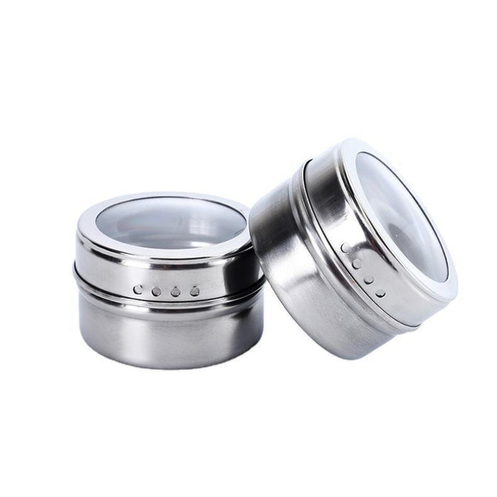 Stainless Magnetic Spice Jar (12pcs) | Clear Top Lid