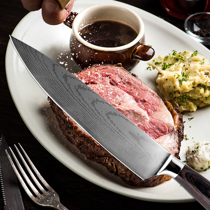 The Laser Damascus Pattern Steel Chef Knife