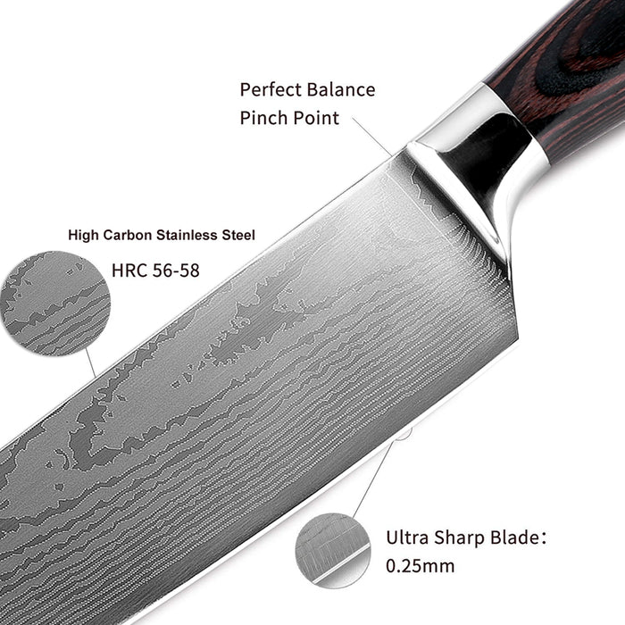 The Laser Damascus Pattern Steel Chef Knife