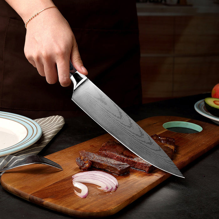 The Laser Damascus Pattern Steel Chef Knife